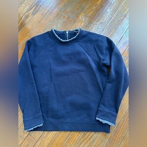 J. Crew Navy Blue Sweatshirt with Ruffle Trim